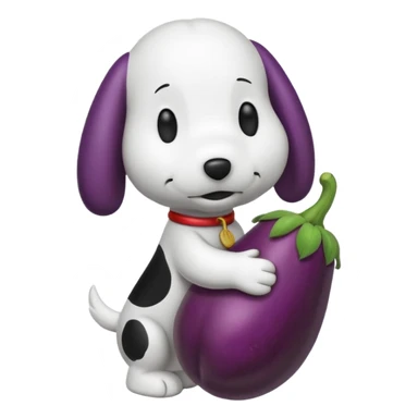 Black and white Snoopy with an eggplant sticker