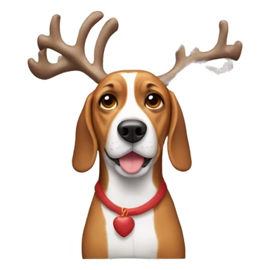 beagle with reindeer antlers sticker
