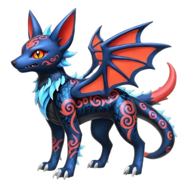 Shiny Fiery Dark Ugly Evil Realistic Glowing Eldritch Horror Cool Edgy Badass Emo Demonic Batty Dusky Punky Aural Bioluminescent Sexy Handsome Canine-Litten-Amaura-Salandit-Noibat-Flareon-Fakémon-Digimon-fusion (full body) with intricate pattern markings sticker