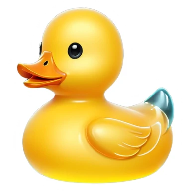 rubber duck,  minimalistic yellow transparent glass 3d neon glowing sticker