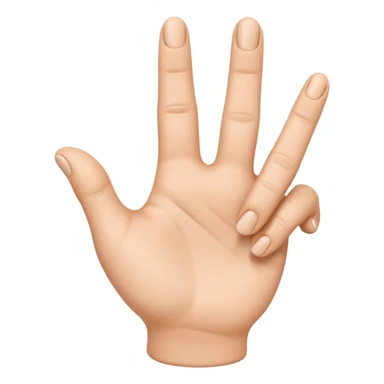 3D iPhone style emoji of a human hand making a small gesture with fingers, thumb and index finger close together, realistic skin texture, isolated on white background, soft shadows, high detail, playful and cute. sticker