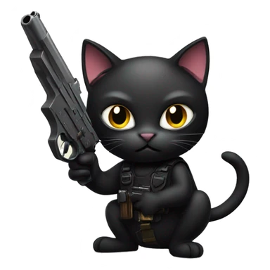 black cat holding a gun sticker