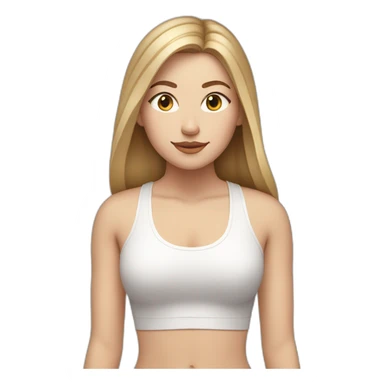 White Girl with straight dark blonde hair with big lips in yoga position sticker