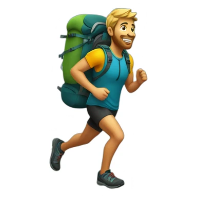 trail runner with backpack in the mountains sticker