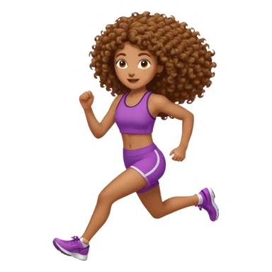 Treino de corrida mulher morena de cabelos cacheados sticker
