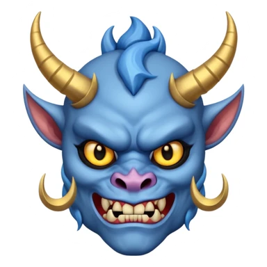 blue oni with black eye and gold iris sticker