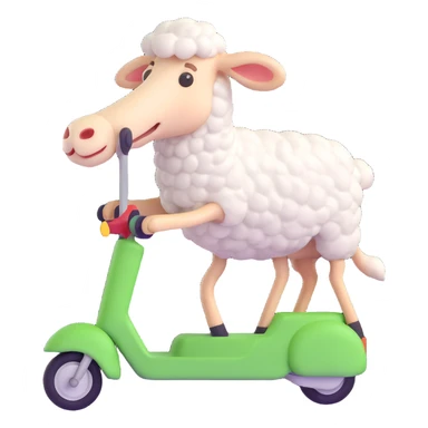 sheep riding a scooter sticker
