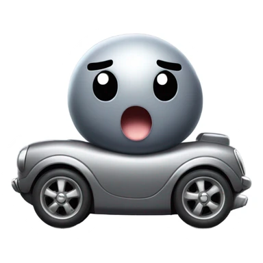 Metal cute mad Kirby bubble Gray ball driving on car wheels with mad eyebrows game sticker