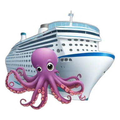 cruise ship with cartoonish octopus sticker