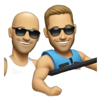 Vin Diesel and Paul Walker in a double kayak sticker