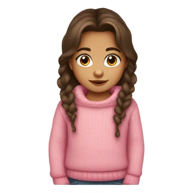 toddler girl, hispanic, long brown hair, brown eyes, pink sweater, winter sticker
