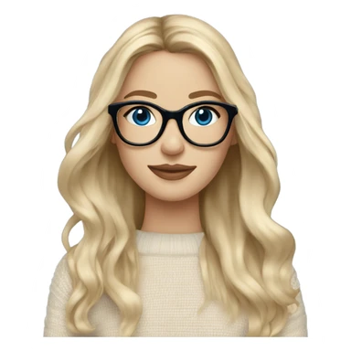 Blonde balayage long hair white women beige sweater blue eyes wearing glasses  sticker