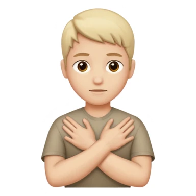 A person crosses their arms over their chest, forming a cross. sticker