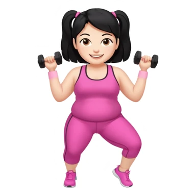 a pretty bratz fair girl in pink workout clothes (fat) and black hair sticker