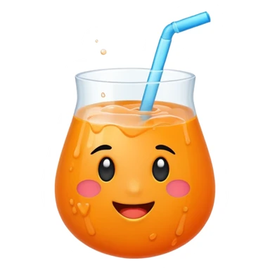 Super sweet mandarin emoji, fizzy juice splash, simple flat design, bold lines, bright orange, transparent background, without eyes sticker