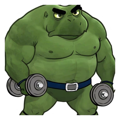 Slab of meat with big muscles lifting weights sticker