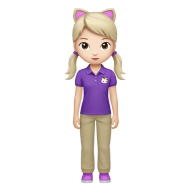 hello kitty wearing purple polo shirt and kyaki pants with long pony tail baddie sticker