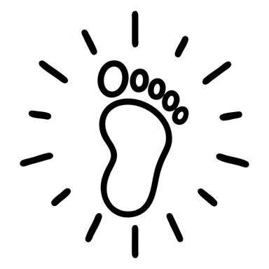 bold deep footprint icon with radiating effect symbolizing lasting impact modern outlined style sticker