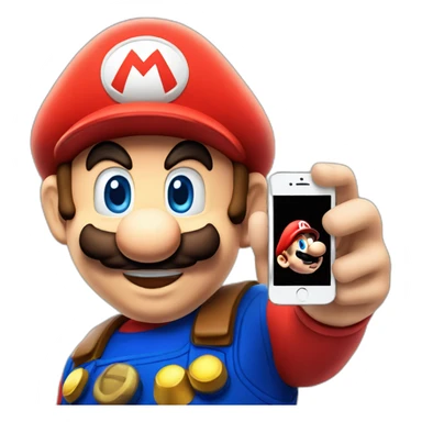 MARIO BROS WITH O'IPHONE TAKING PHOTO sticker