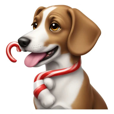 Dog with a candy cane sticker