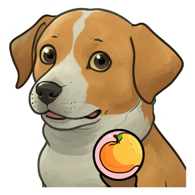 Dog with a peach bubble asking are you ok  sticker