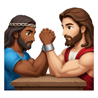 Shiva and Jesus arm wrestling sticker