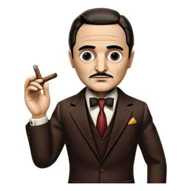Icon for Crime Movie: A vintage movie poster-style design inspired by The Godfather. Include iconic elements like a puppet string, a shadowy figure in a suit, a dark background, and a cigar. The atmosphere should be mysterious and tense, with a retro cinematic vibe. Transparent background. sticker