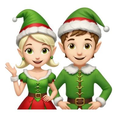 dancing male and female Christmas elves  sticker