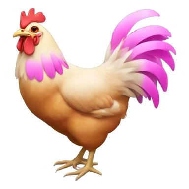 Chicken with a pink bob sticker