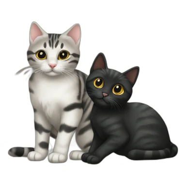 two-cats-bengal-and-cat-black-kitten-together sticker