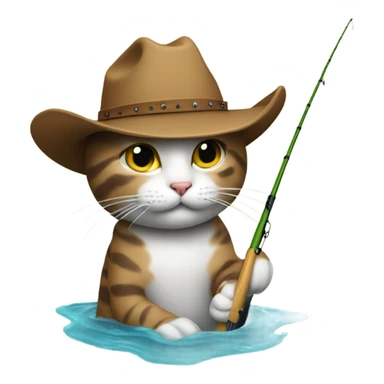 cat with cowboy hat on fishing sticker