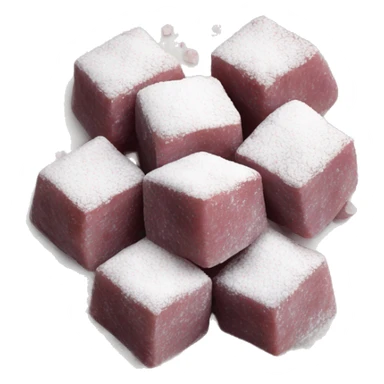 Turkish delight stacked cubes with chopped walnuts and covered with powdered sugar, on a plate sticker