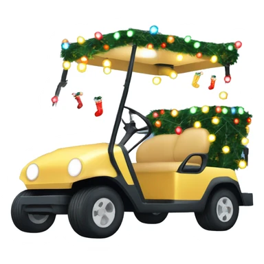 Christmas golf cart with holiday lights strung sticker