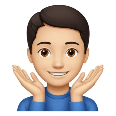 Hands under chin smiling dark hair  sticker