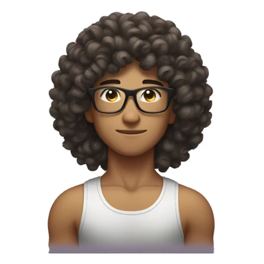 curly hair show biceps asian glasses sticker