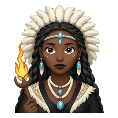 white shaman woman black clothes black accesories  sticker