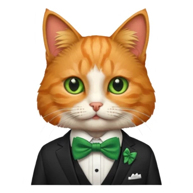 cat with suit and green bow tie sticker