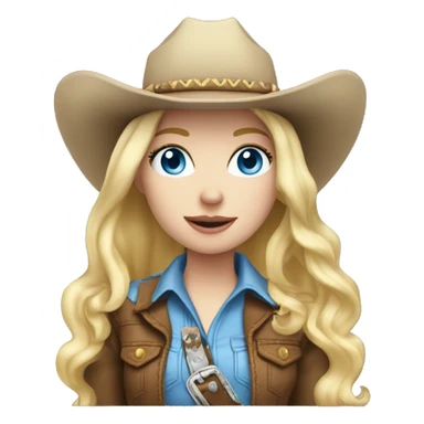 Cowgirl, pale skin, blue eyes, blonde hair sticker