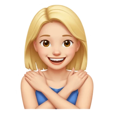 Arms crossed holding neck laughing girl sticker