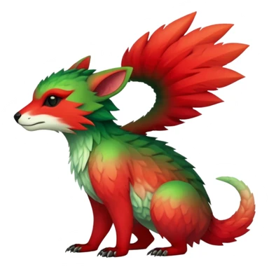 Cool Edgy Green-Red-gradient badass colorful Fionbri-Vernid-Trico-animal-creature full bodyd sticker