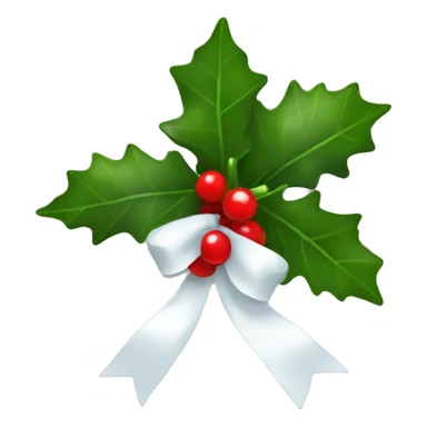 Mistletoe with holly berries with white ribbon sticker