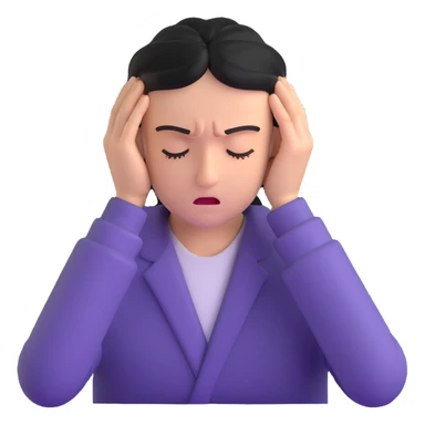 person with a headache, hands on temples, pain expression sticker