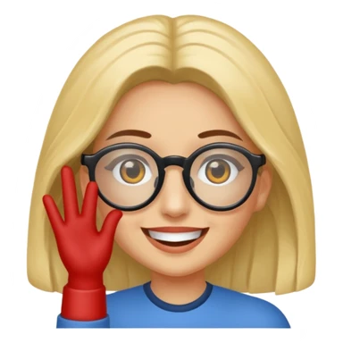 Cara sonriente guiñando el ojo, con la mano derecha lenta un poco los lentes de solo para que se vea como está guiñando el ojo sticker