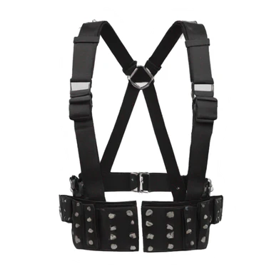 Black punk fashion chest harness on white background sticker