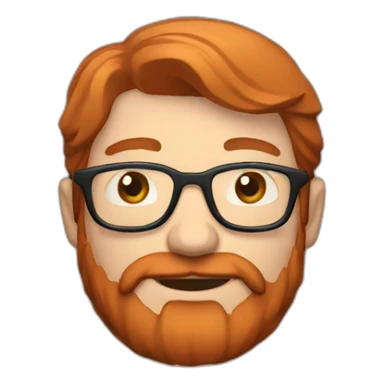 Red smooth haired man with beard and glasses making a saddle bag sticker