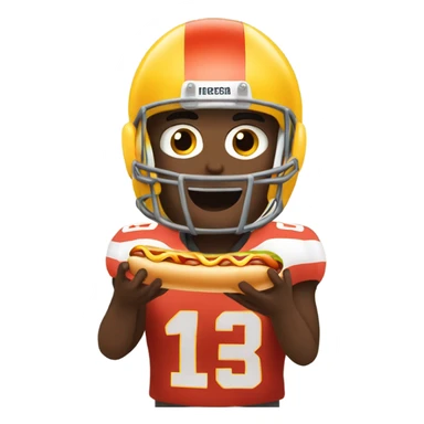 Footballer player eating a hotdog sticker