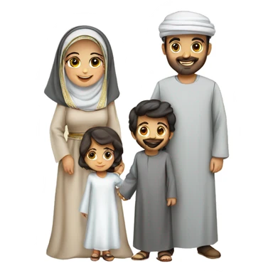 arabic Family of 4 persons at arabic traditional costume Father mother & a baby boy & kid Girl  sticker