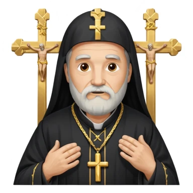 Older Orthodox Christian priest crossing himself (making the sign of the cross) with the movement of the Cross outlined in gold streaks sticker