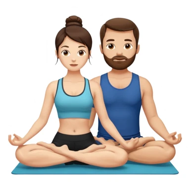 scottish man with stubble, brunette woman doing yoga sticker