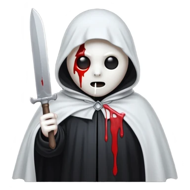 make a ghost face emoji with a cloak on and a bloody knife from the movie scream sticker